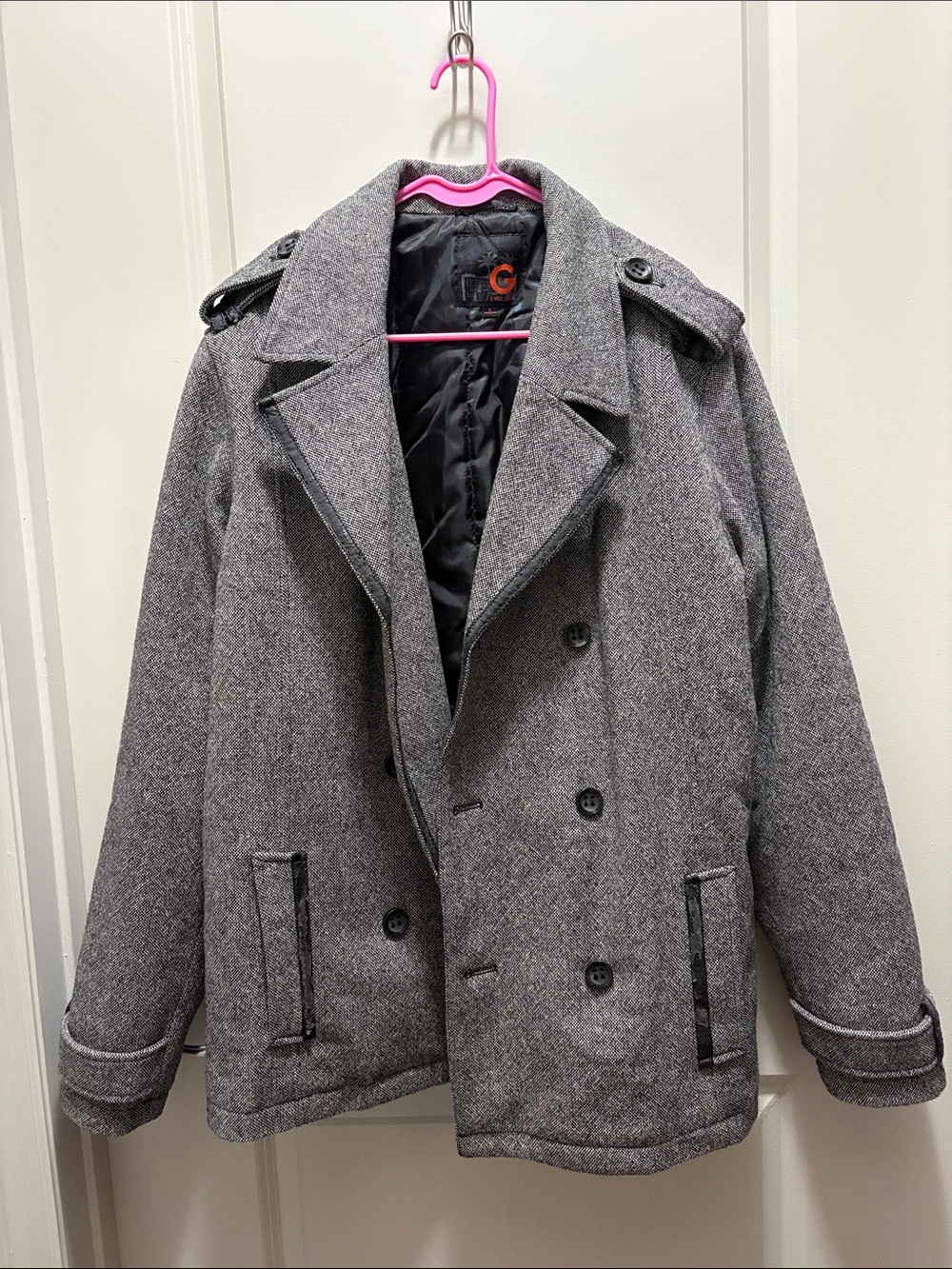 ITEM LEAVING ON 7/31 - G by Guess Gray Double-Breasted Peacoat
